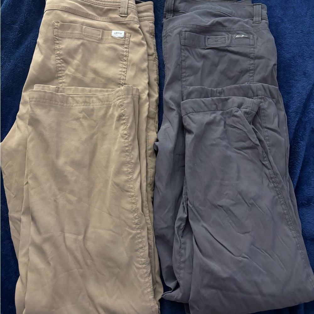 Men's fleece lined Pants - Tan and Gray